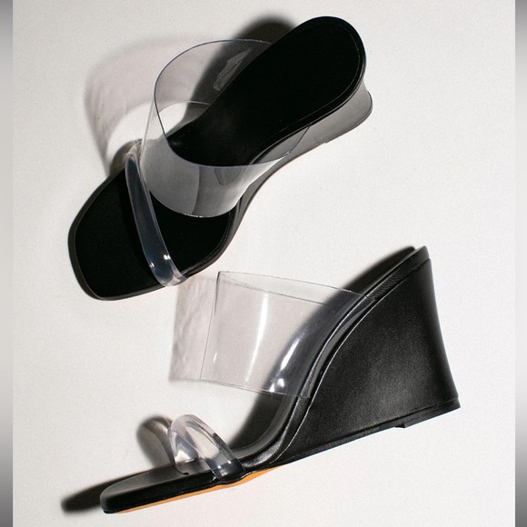{Maryam Nassir Zadeh} Brand New Olympia Black Calf Wedges - Picture 1 of 16